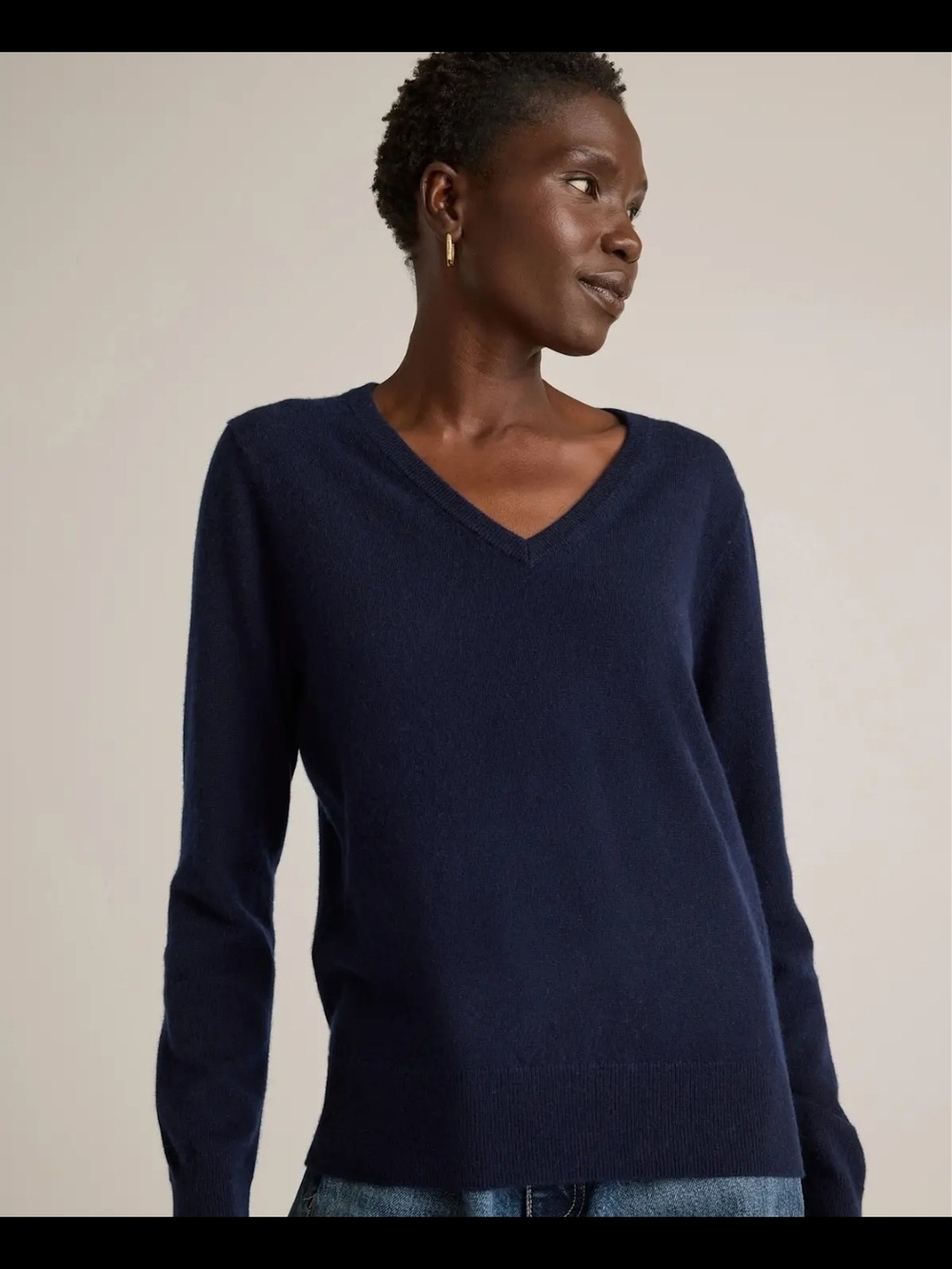 Quince Mongolian Cashmere V-Neck Sweater True Navy Women's NWT